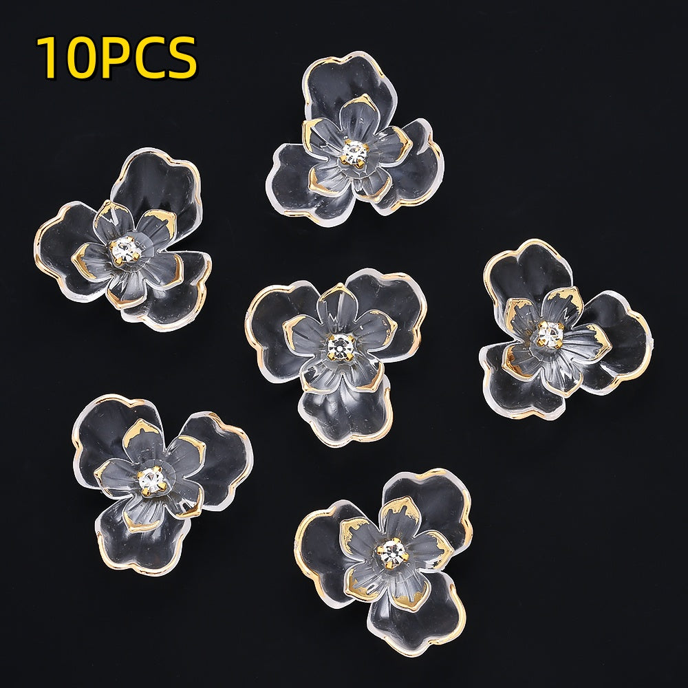 10pcs 36x39mm Double-Layer Transparent Floral Acrylic Patch Beads