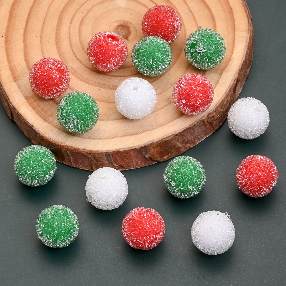 5pcs 16mm Christmas Rhinestone Round Beads