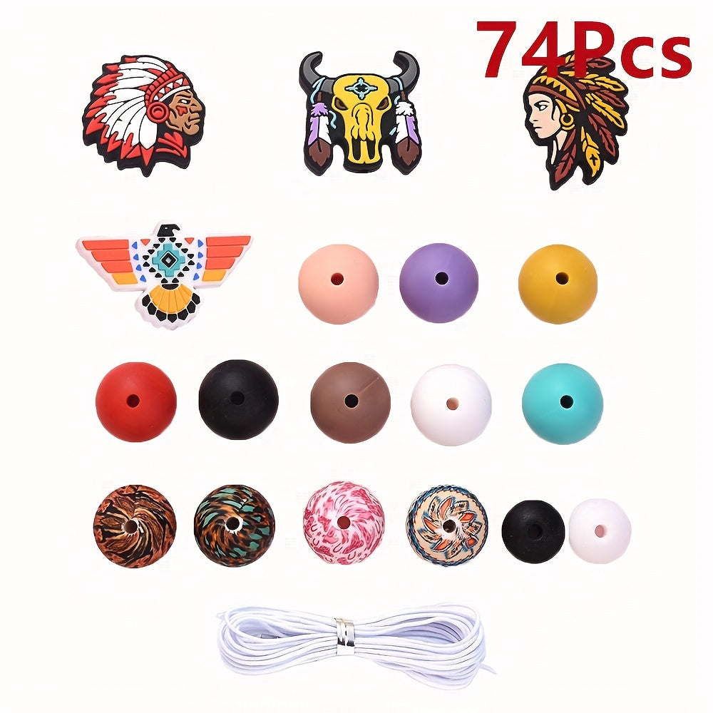 Tribal Theme Silicone Beads Set
