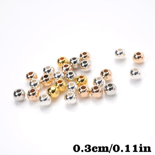 300pcs 3mm Golden Silvery Acrylic Round Spacer Beads