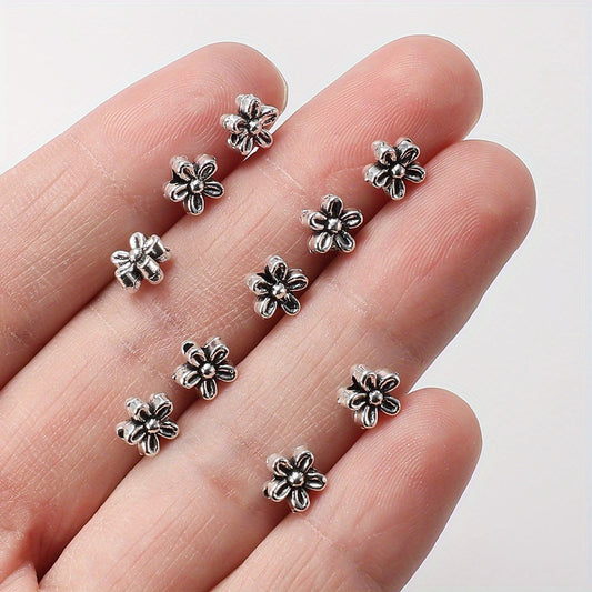 Silver Five-Petal Flower Alloy Beads