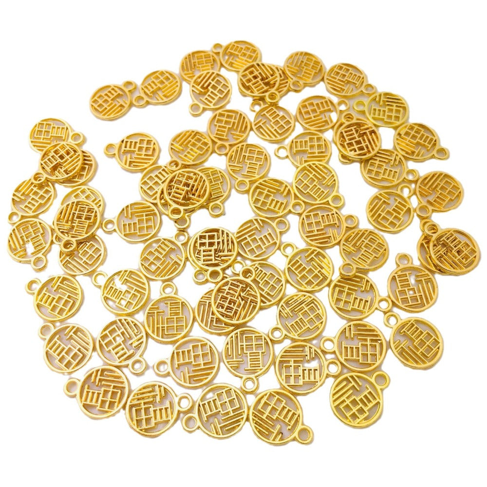10 mm Guofeng Lucky Alloy Pendant Charms