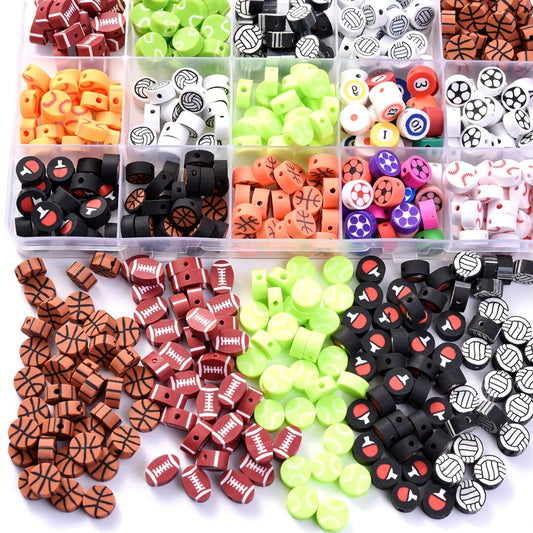 50-Piece 10 mm Mixed Sports Ball Soft Clay Beads