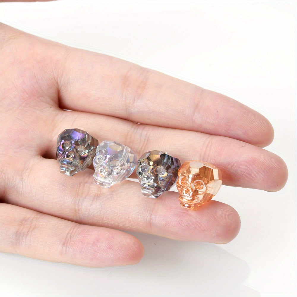 5PCS 14mm Skull Glass Crystal-Style Bead Set
