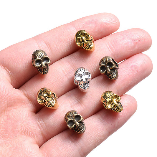 Retro 3D Alloy Skull Spacer Beads