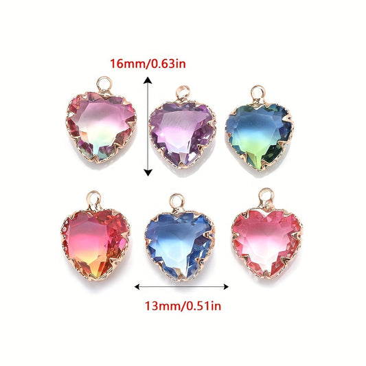 Colored Heart Faux Crystal Charm Beads