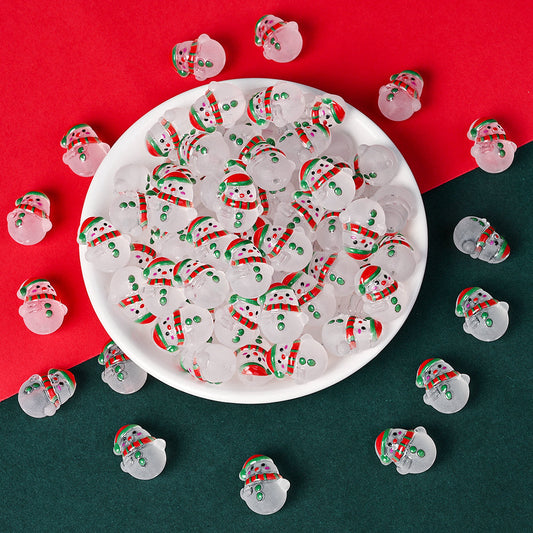 Frosted Acrylic Christmas Snowman Beads