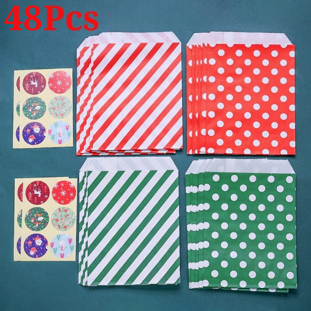 Christmas Polka Dot and Stripe Paper Gift Bags