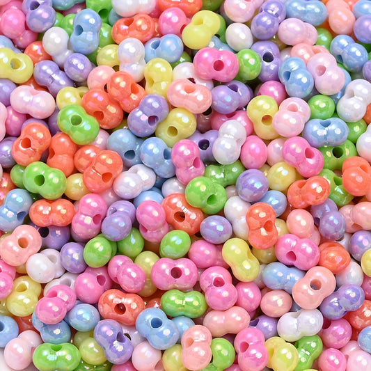 100/200PCS Multicolor Acrylic Peanut Bead Set