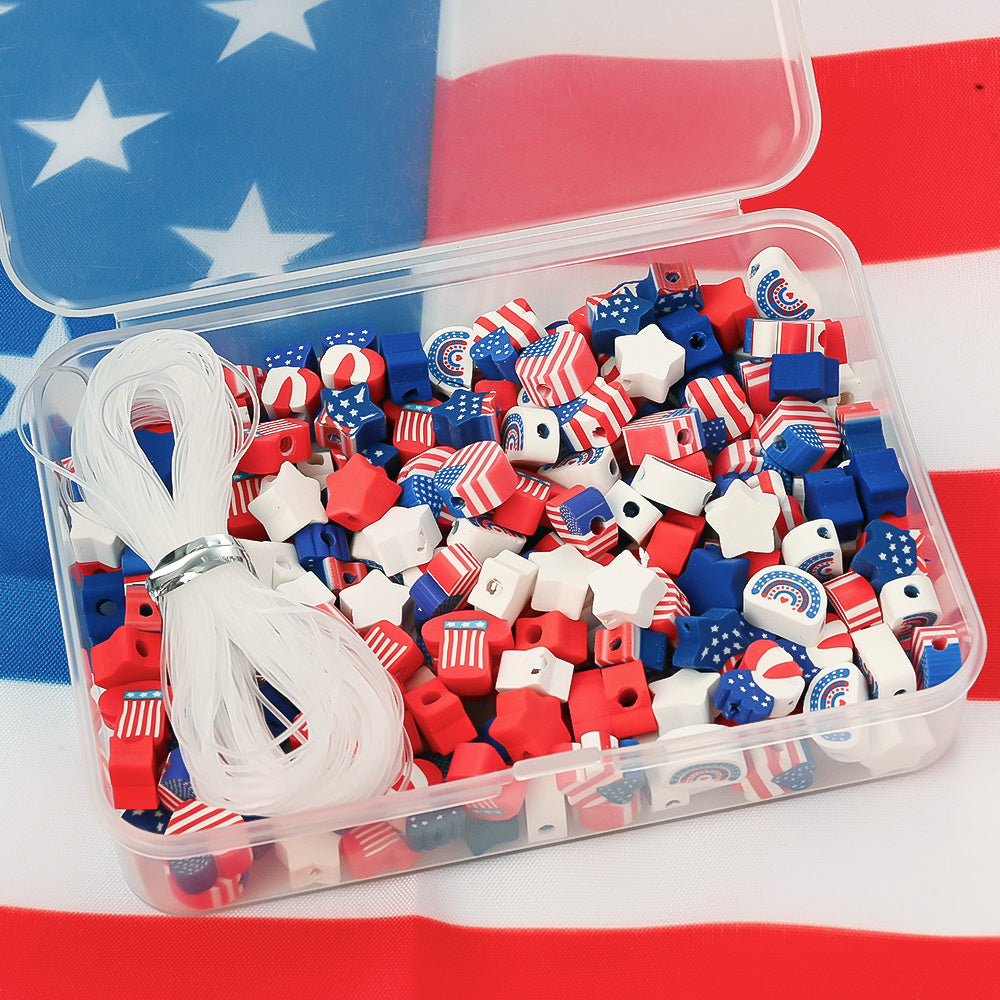 Patriotic American Flag Polymer Clay Beads