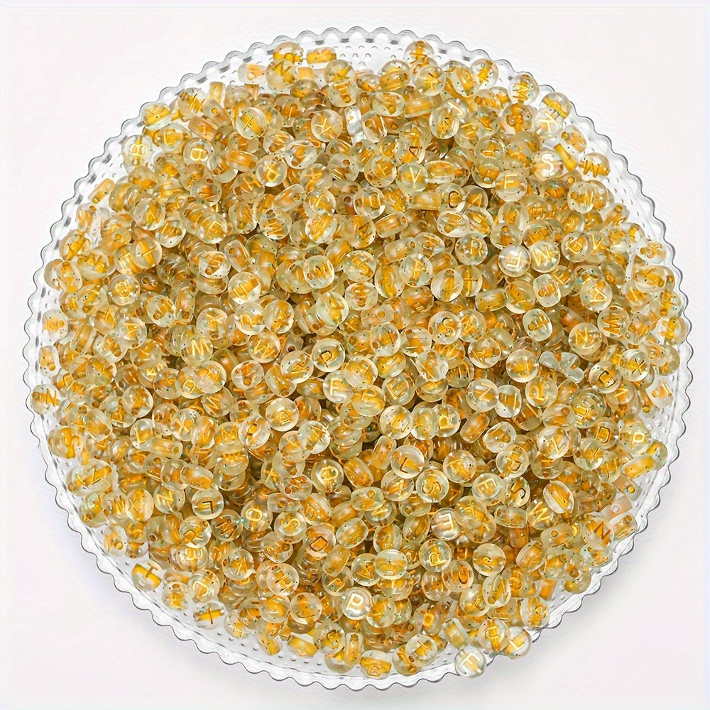 Clear Gold Letter Acrylic Beads