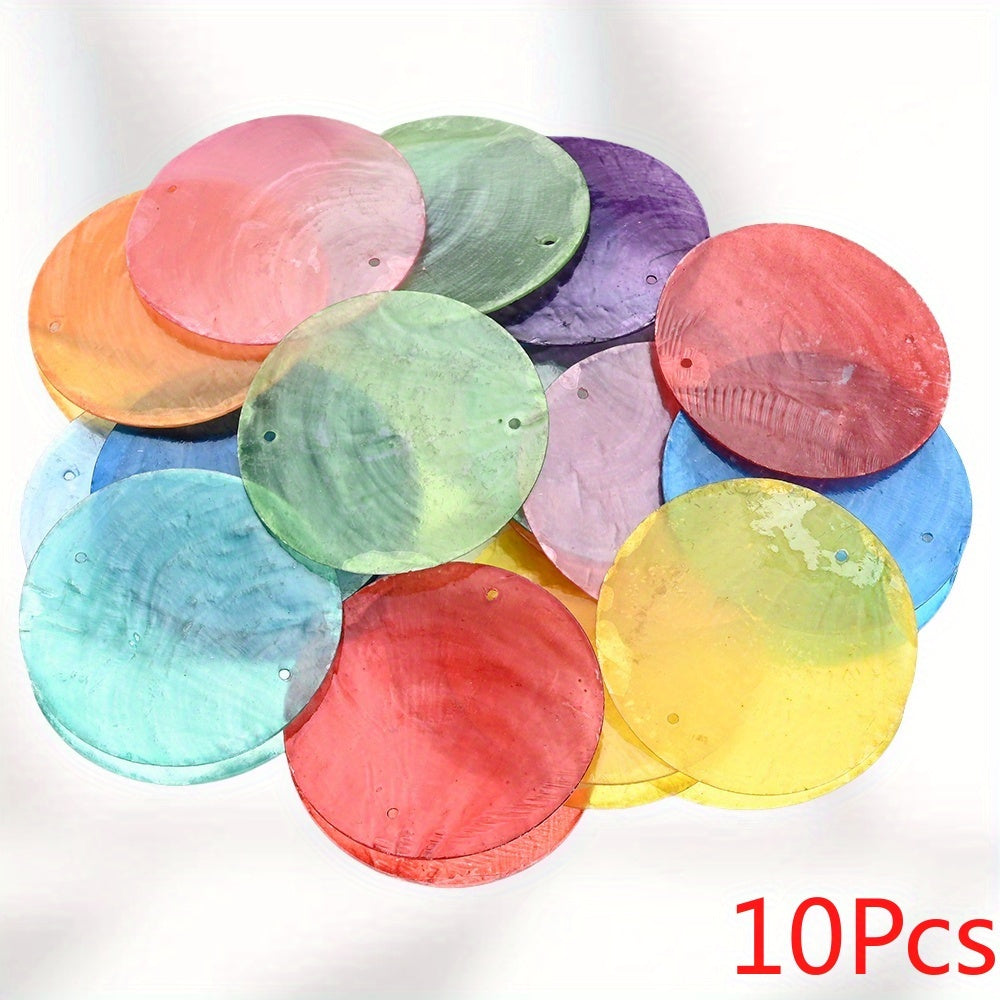 10-Piece Round Ocean Stone Pendants