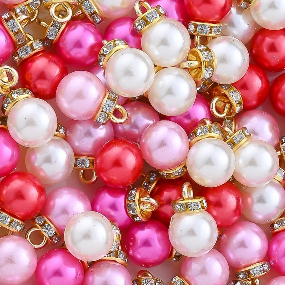 Valentine Imitation Pearl Rhinestone Charms