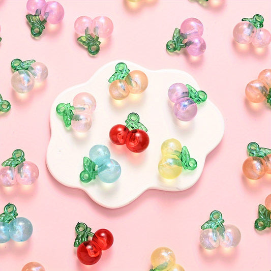 10pcs Cherry Apple Shape Acrylic Charm Beads