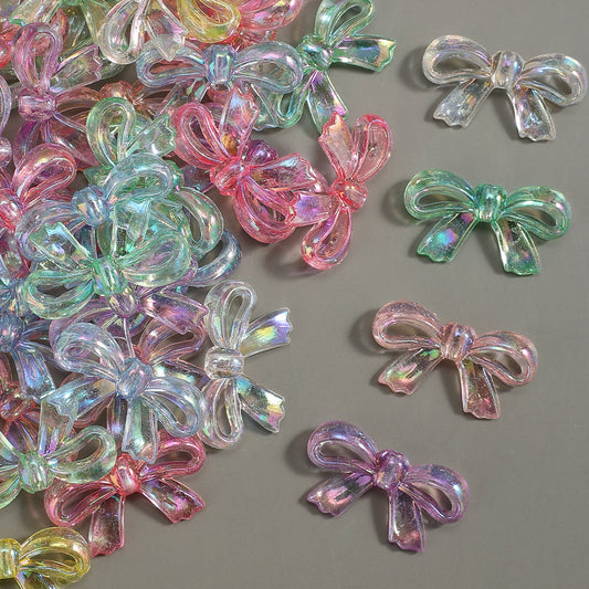 50PCS Transparent Bow Acrylic Bead Set