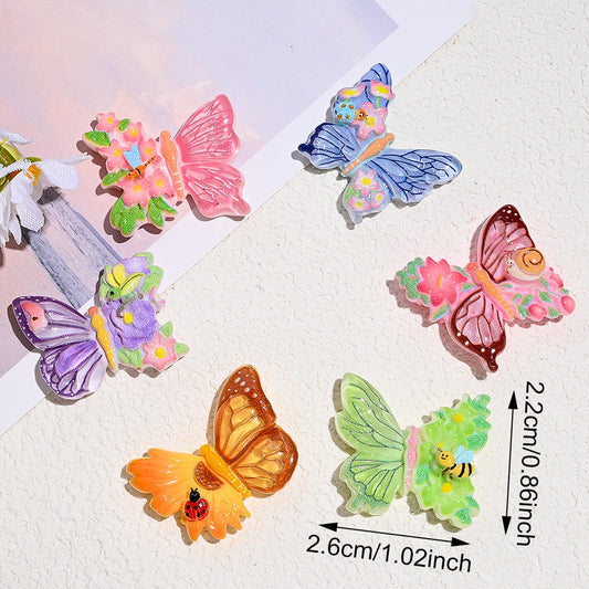 10PCS 22×26mm Colorful Butterfly Resin Flatback Embellishment Set