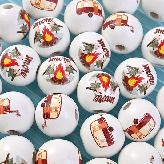 10PCS 6mm Camping-Themed Round Bead Set