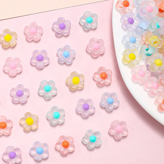 200pcs 13mm Matte Acrylic Sunflower Beads