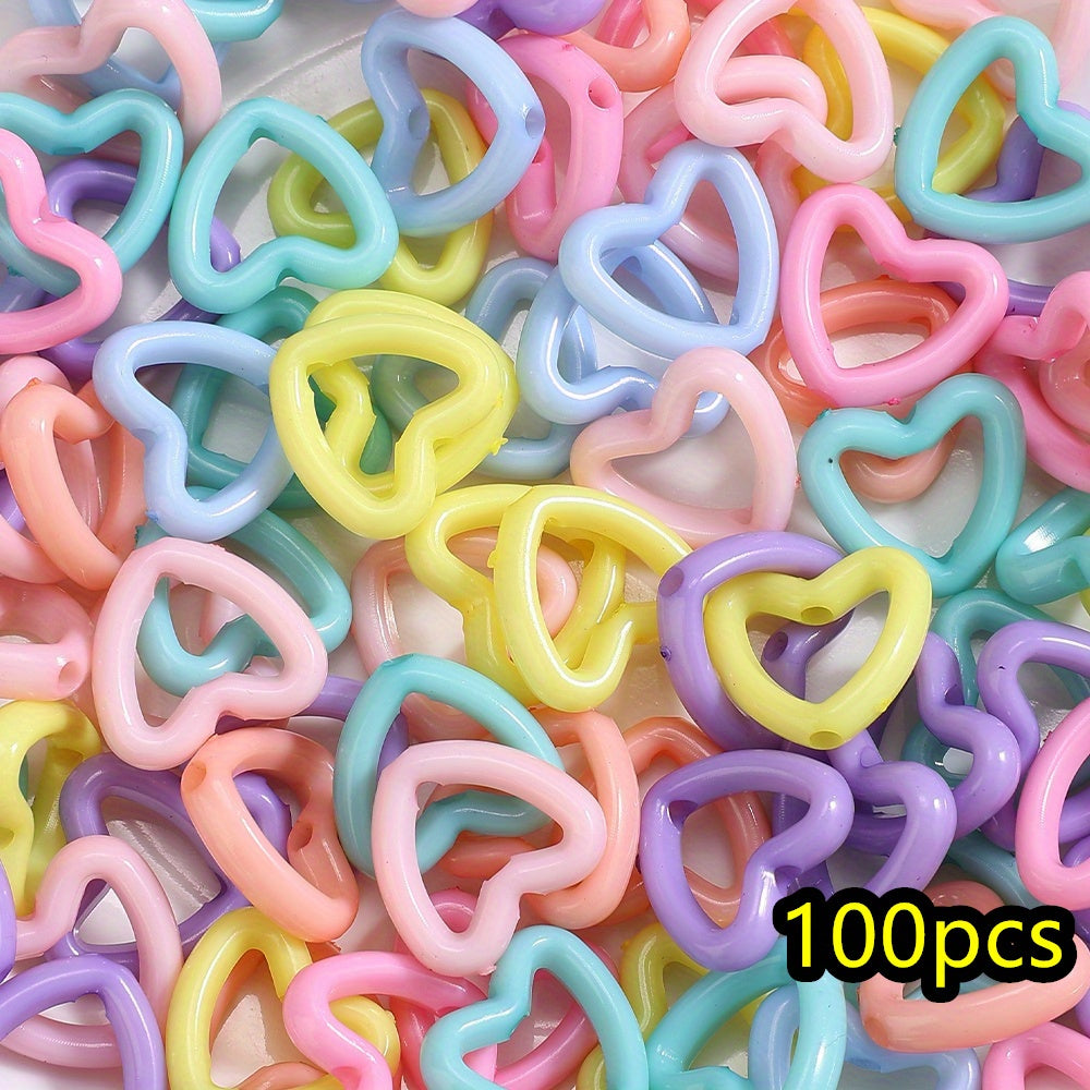 100pcs 15x16mm Macaron Color Heart Frame Wrapped Beads