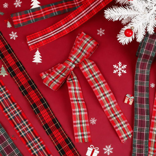 Christmas Plaid Polyester Ribbon