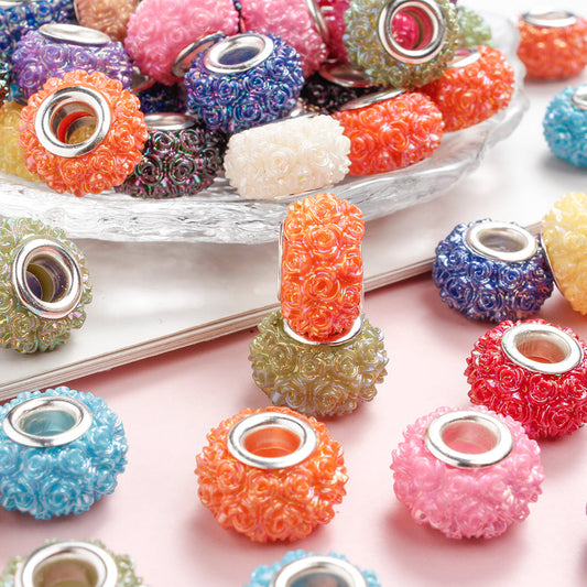 Mixed Color Rose Acrylic Large Hole Beads
