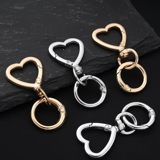 12 Pairs Heart & Round Double Buckle Keychain Set