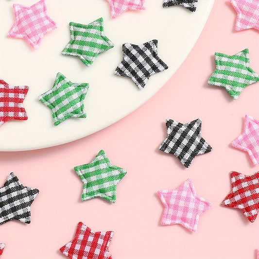 Plaid Star Embroidered Patches