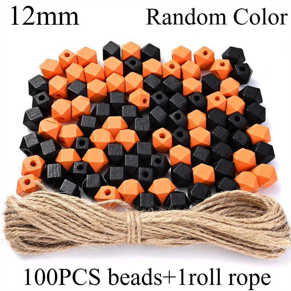 100pcs 10/12mm Wooden Hexagon Beads + 1 Roll Jute Rope