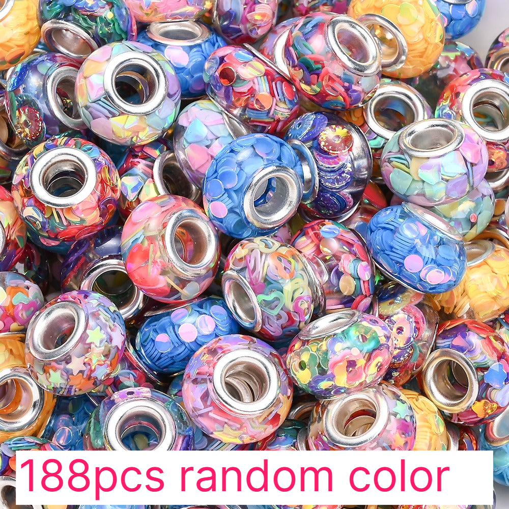 188pcs Sparkling Acrylic Large Hole Spacer Beads