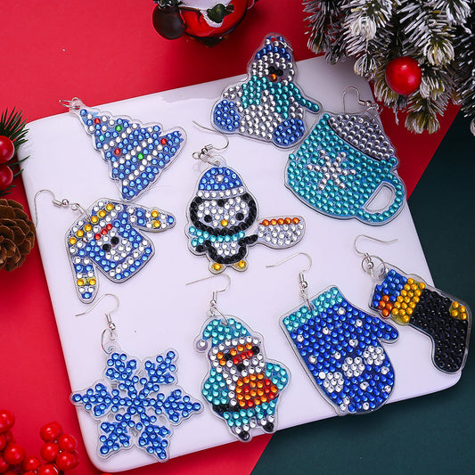 Acrylic Christmas Diamond Painting Earrings Set