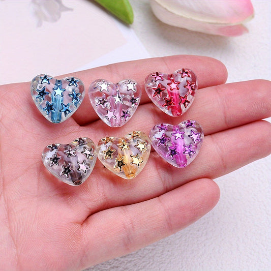Frosted Heart Star Beads