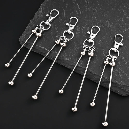 Silvery Beaded Keychain Set