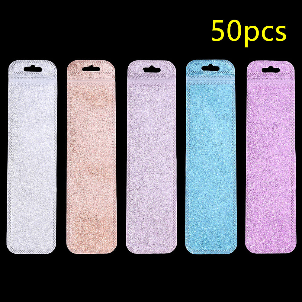 50-Piece 2.16x8.66 in Glitter Holographic Resealable Bags