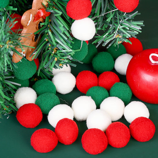 30-Piece Random Mixed 2.5 cm Christmas Plush Pom-Pom Balls