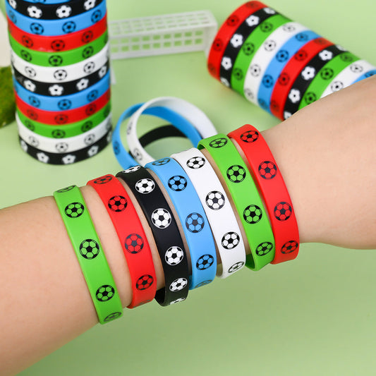 12/24PCS Football Theme Silicone Bracelet Set
