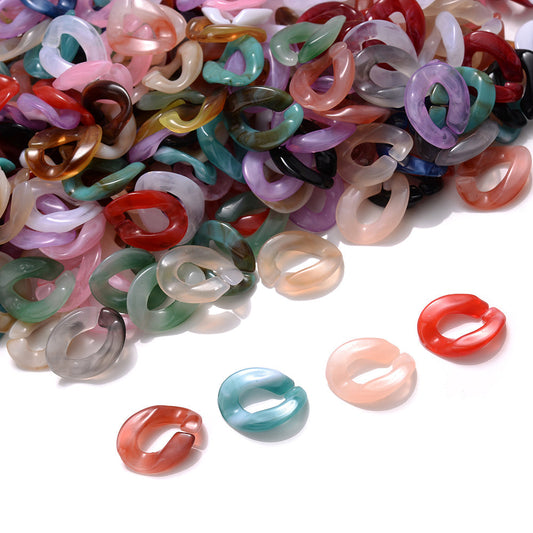 100PCS 14×10mm Multicolor Twisted Chain Acrylic Bead Set