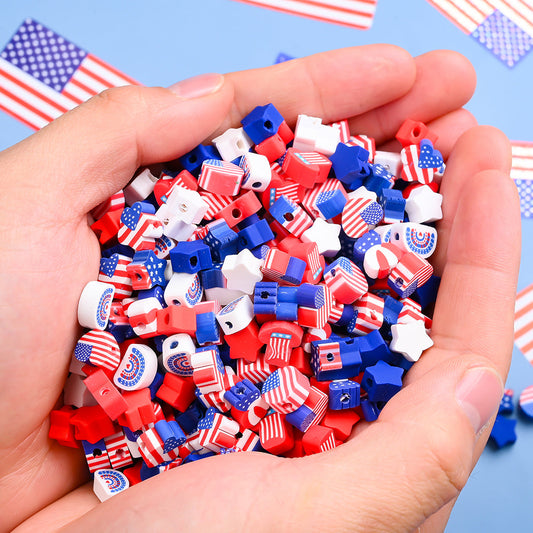 Patriotic American Flag Polymer Clay Beads