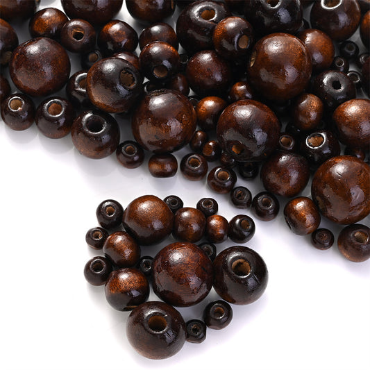20pcs 14mm Brown Round Natural Wooden Beads