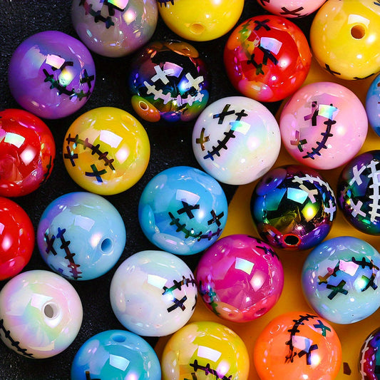 Halloween Grimace Pattern Acrylic Beads