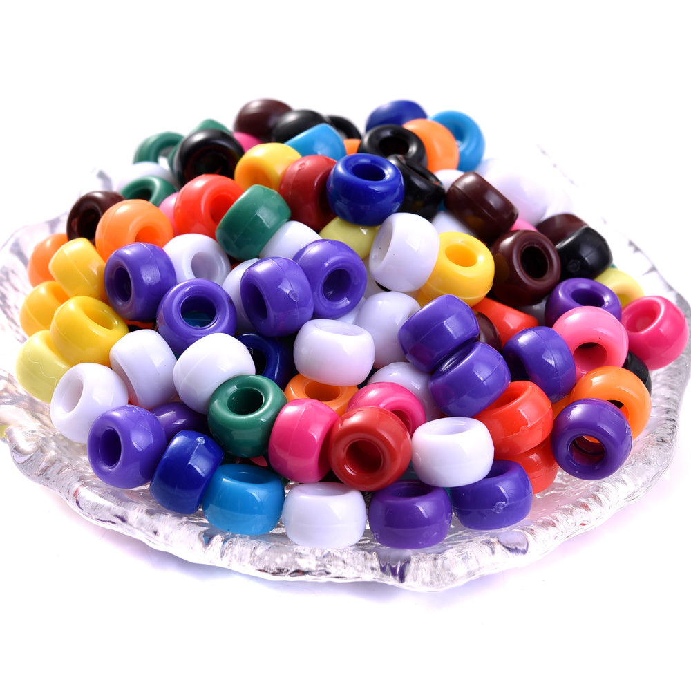 100pcs 6x9mm Braided Large Hole Acrylic Pony Beads