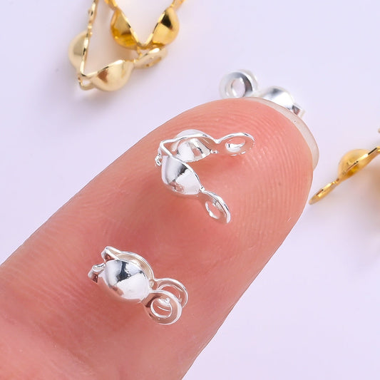 50PCS 3×6mm Gold Bead Cap End Crimp Cover Set