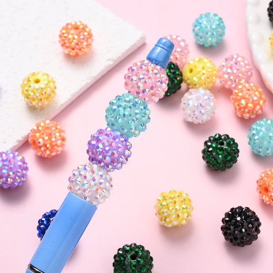10pcs/set 16mm Random Resin Bayberry Ball Rhinestone Beads