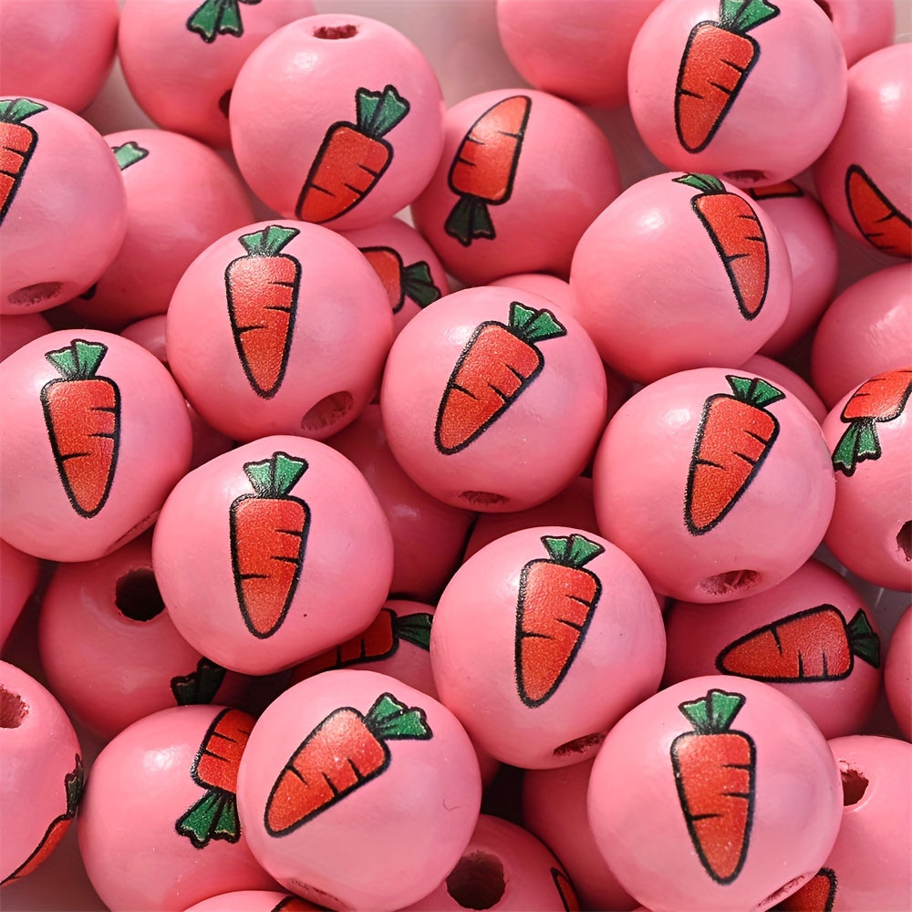 10PCS 16mm Easter-Themed Wooden Bead Set