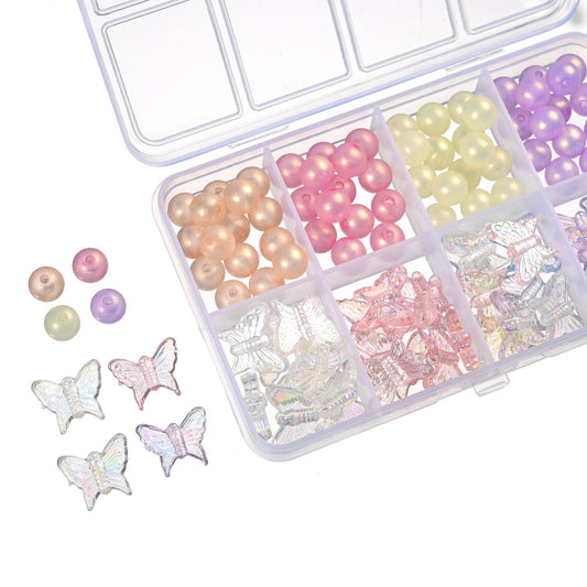 1 Box Macaron Butterfly & Pearl Acrylic Bead DIY Kit