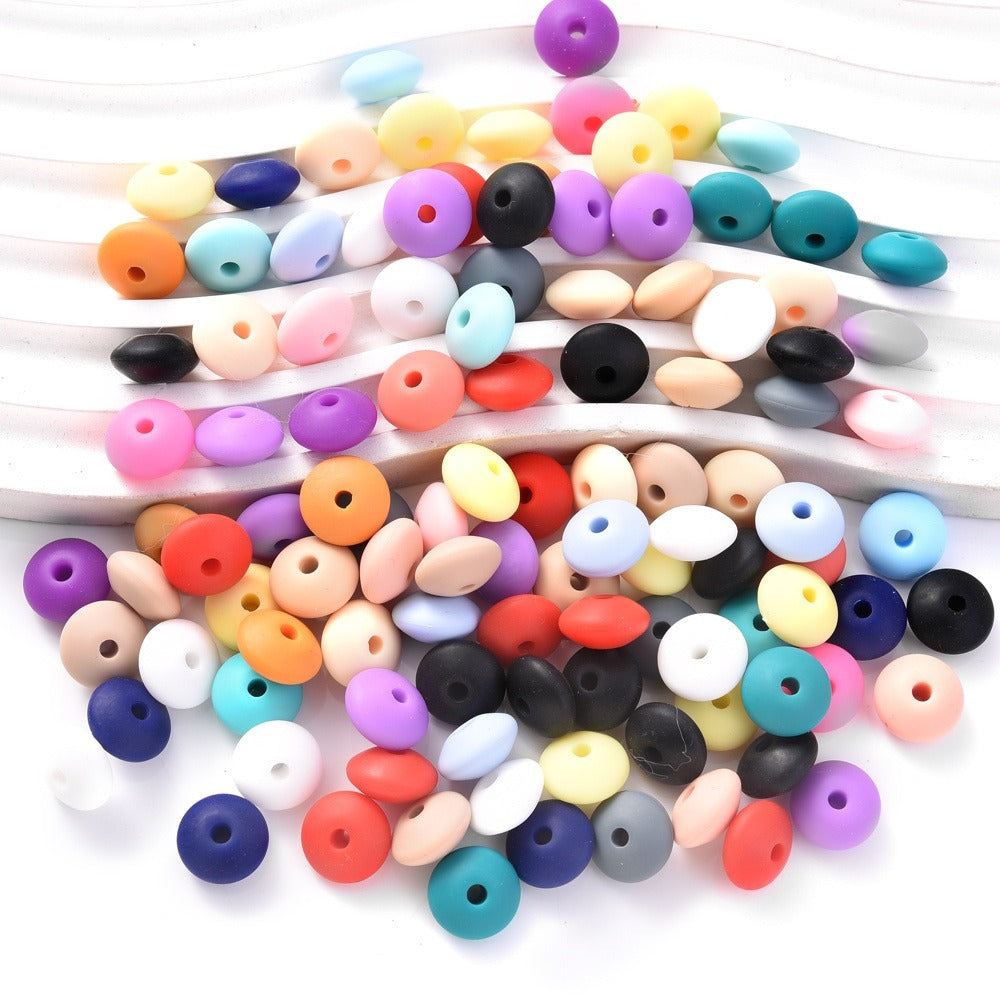 300pcs Random Color Abacus Silicone Beads