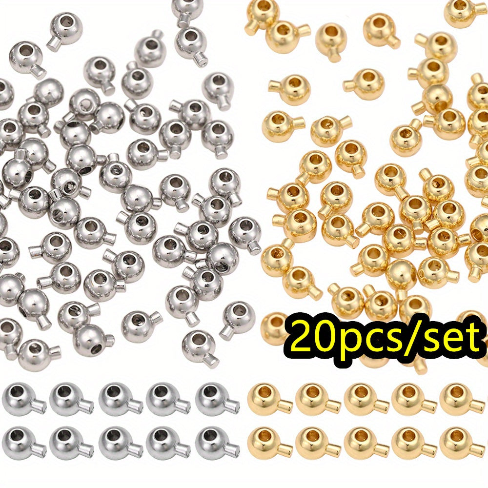 20pcs/set Tiny Copper Crimp Stopper Beads