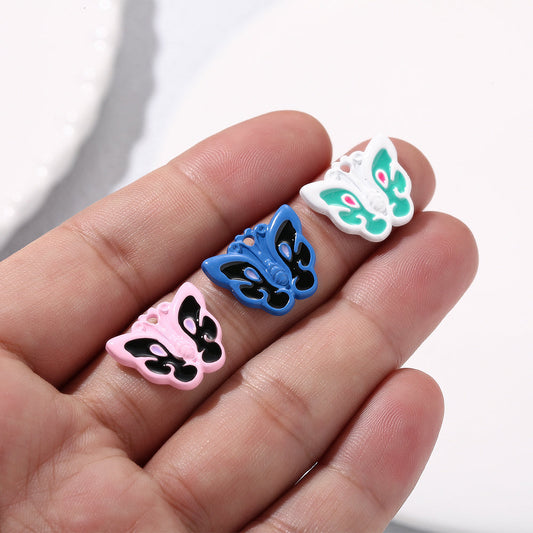 Mixed Color Alloy Butterfly Pendants