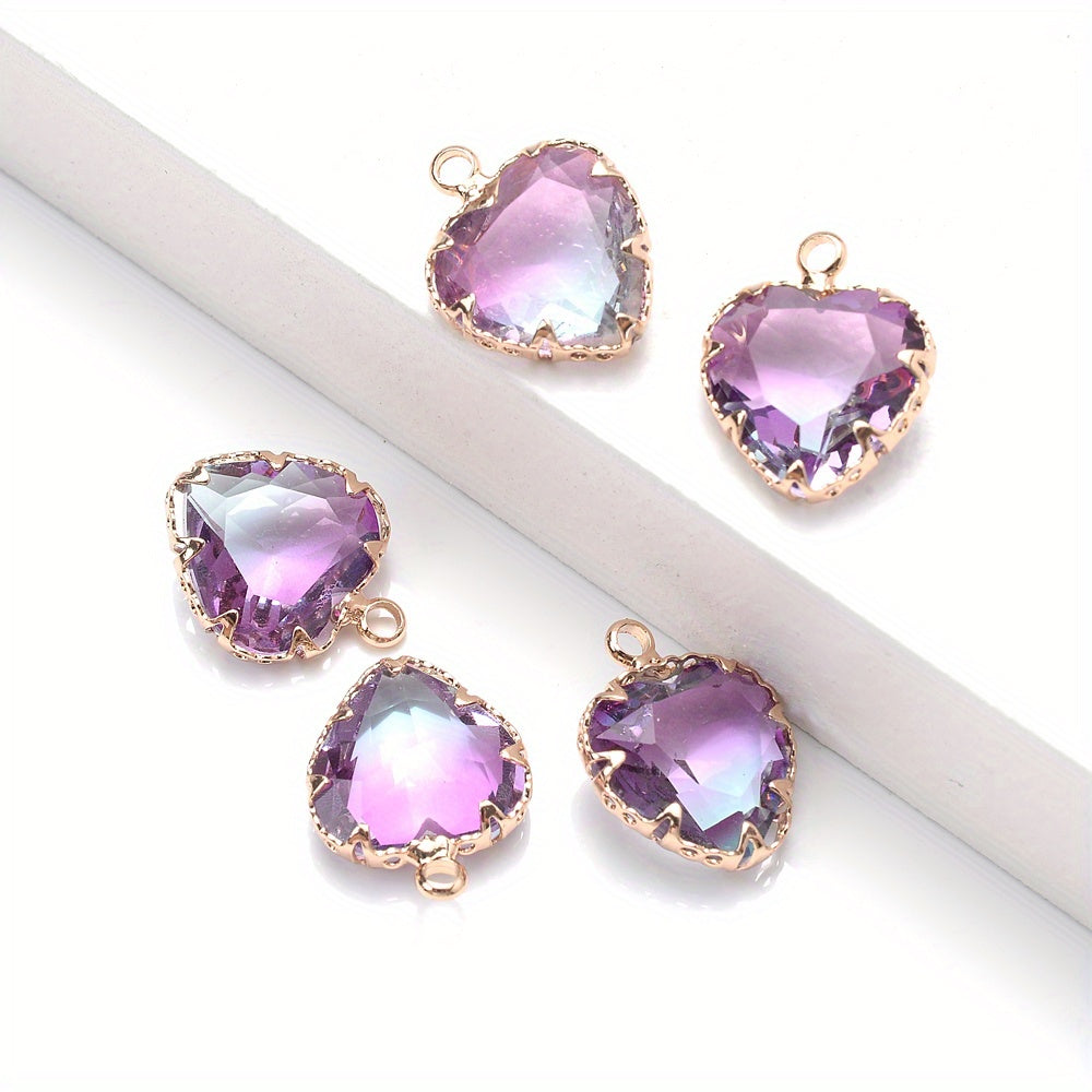 Colored Heart Faux Crystal Charm Beads