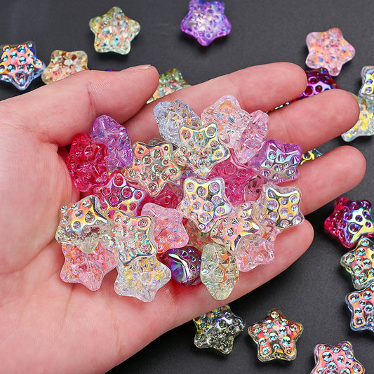 10pcs 18mm Vibrant Star Glass Beads