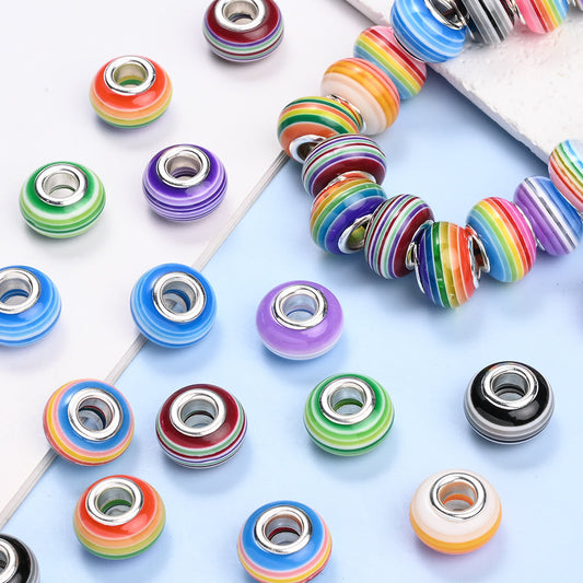 Rainbow Striped Resin Beads